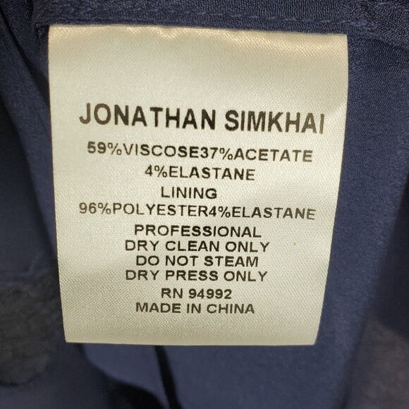 Jonathan Simkhai Blue Dress Black Lace Trim 4 Swing Party Flare Bell Sleeve NWT - Picture 15 of 16